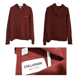 Collusion Men's Burgundy Hoodie Sweater